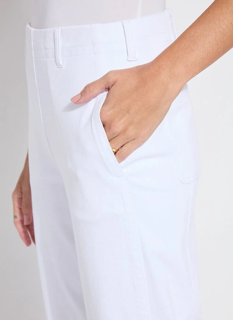 Lysse Winslet Barrel Style Cropped Stretch Denim Pull On Jeans White