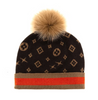 MITCHIE'S HAT MONOGRAM PATTERN FOX POM