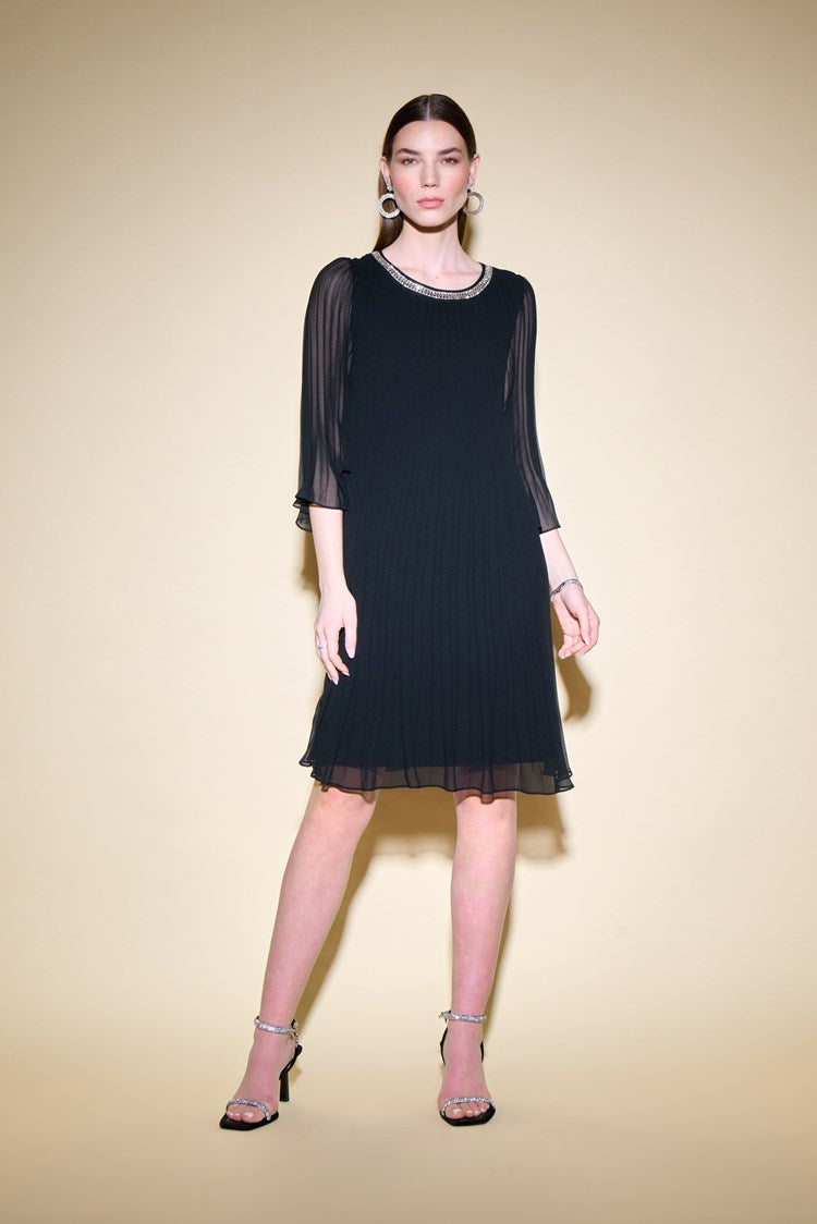 Joseph Ribkoff Pleated Chiffon Trapeze Dress – The Apple Tree