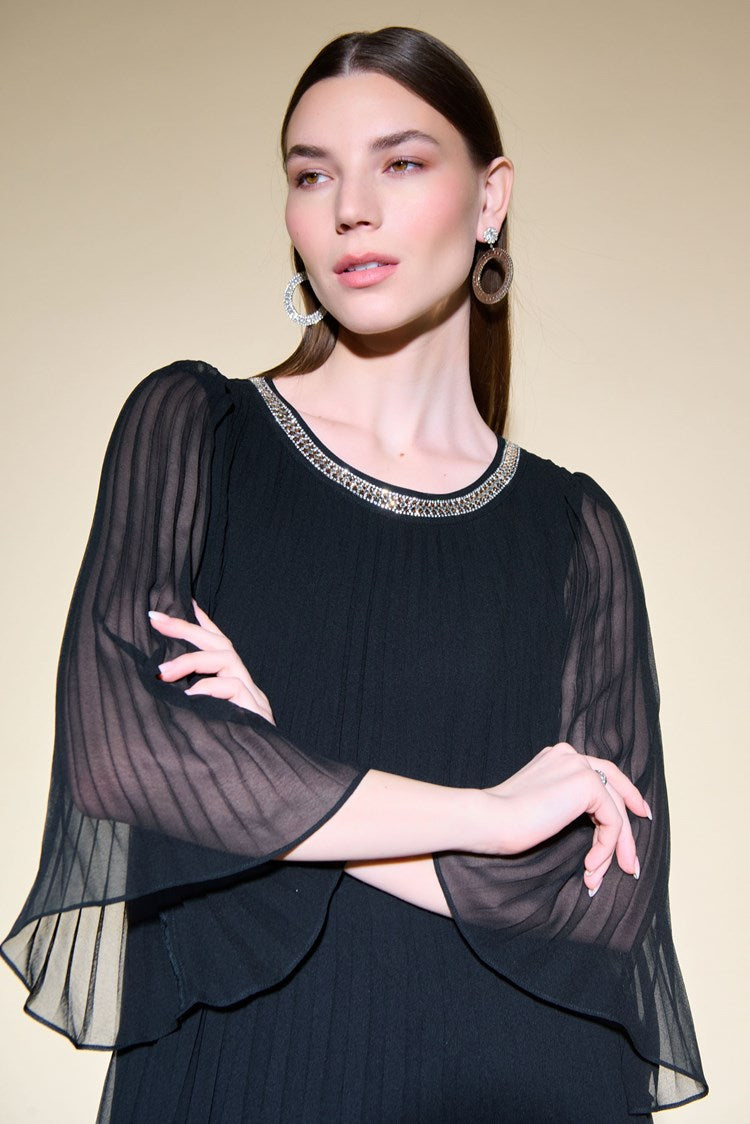 Joseph Ribkoff Pleated Chiffon Trapeze Dress – The Apple Tree