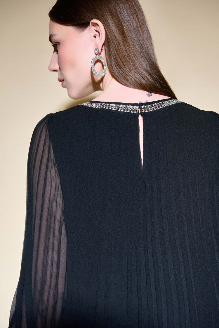 Joseph Ribkoff Pleated Chiffon Trapeze Dress – The Apple Tree