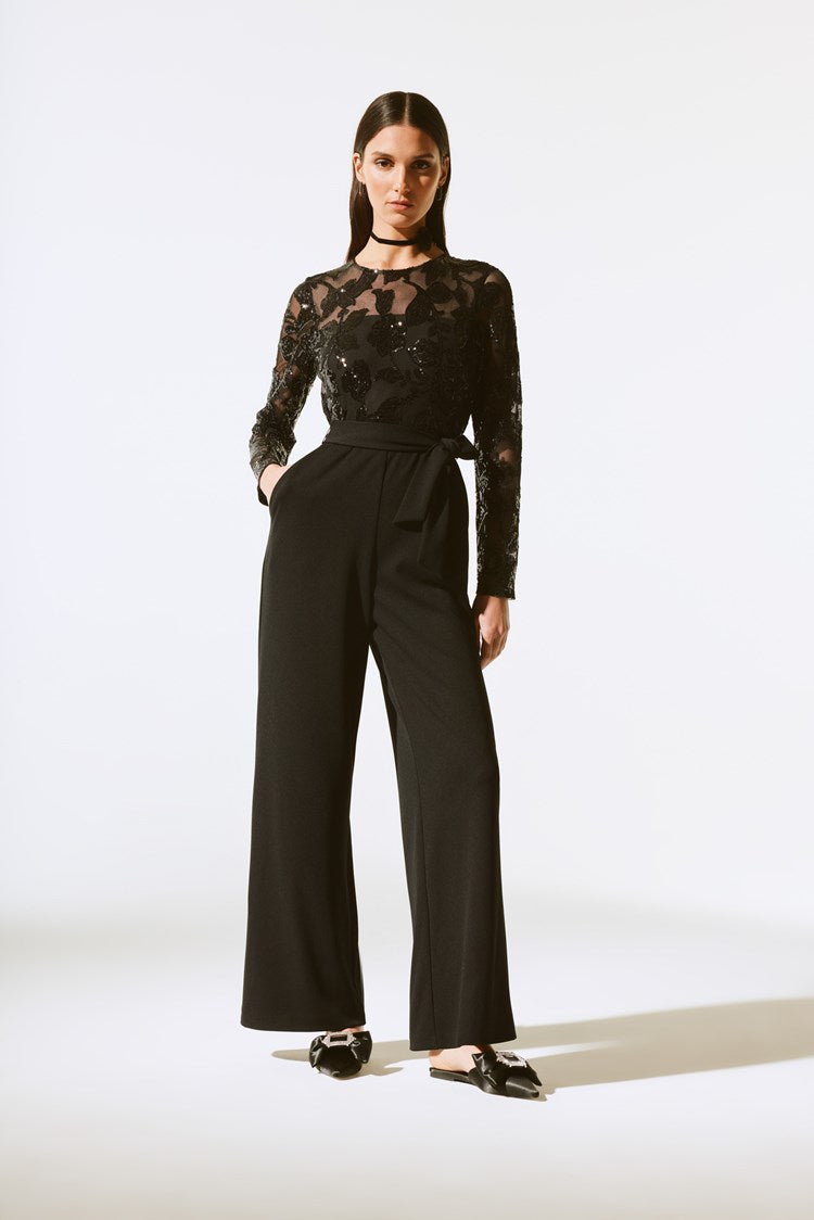 JOSEPH RIBKOFF SCUBA CREPE & SEQUIN MESH JUMPSUIT – The Apple Tree