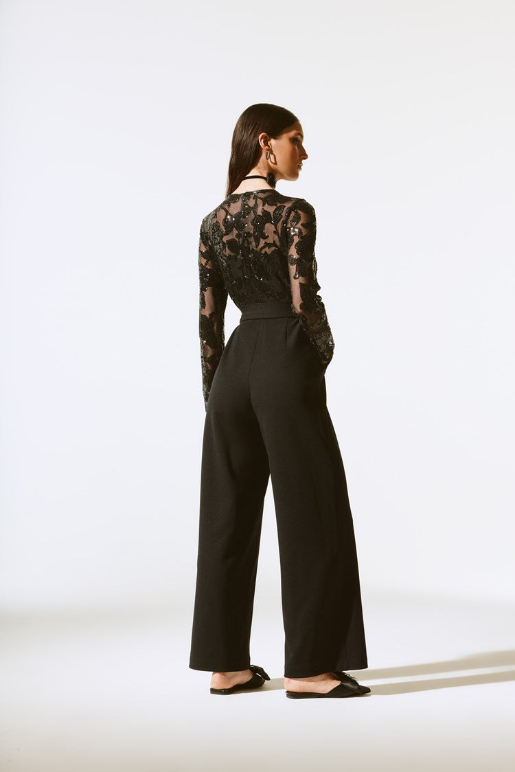 JOSEPH RIBKOFF SCUBA CREPE & SEQUIN MESH JUMPSUIT – The Apple Tree