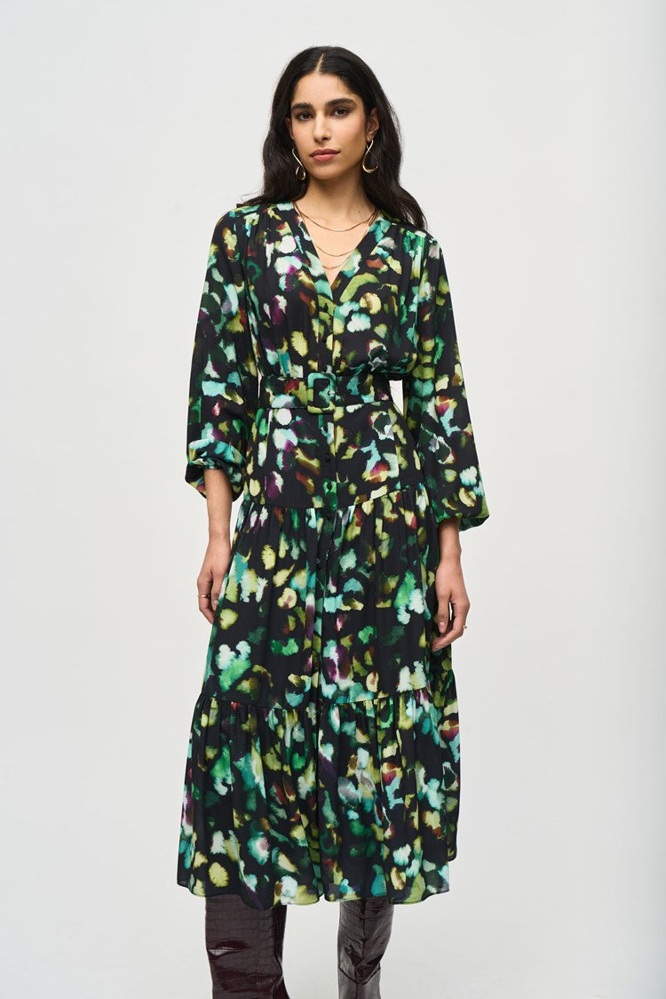 joseph ribkoff maxi dresses JOSEPH RIBKOFF ABSTRACT PRINT GEORGETTE MAXI DRESS