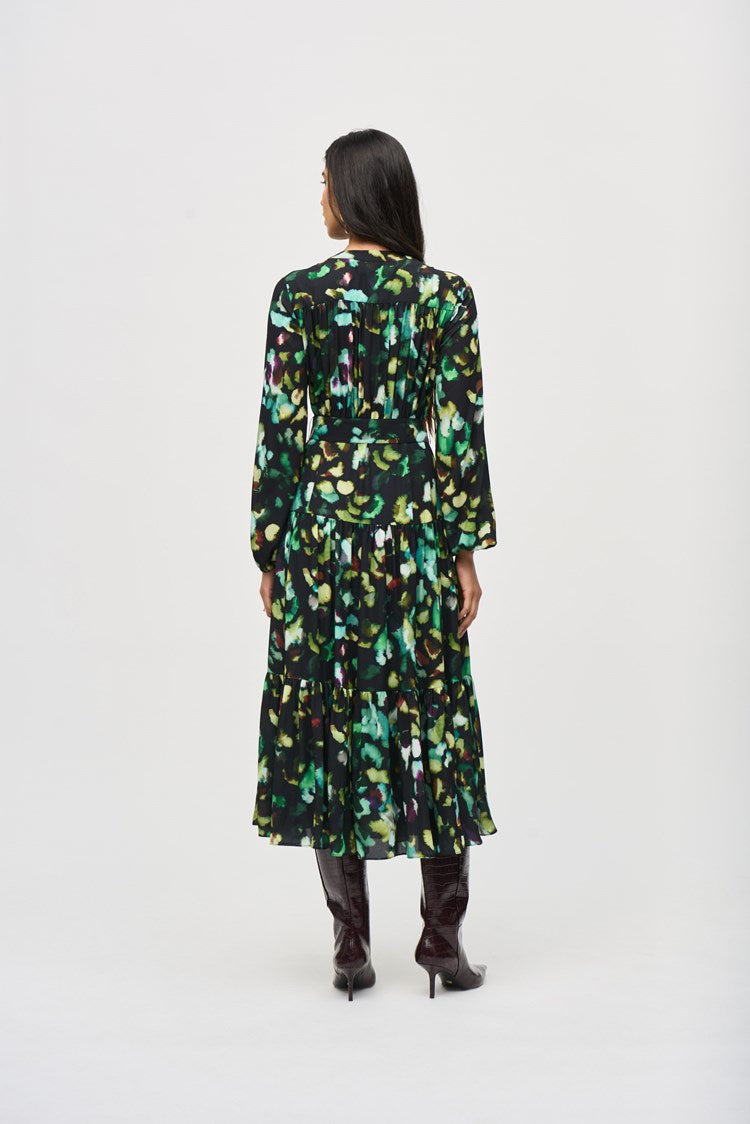 knee length dresses for ladies JOSEPH RIBKOFF ABSTRACT PRINT GEORGETTE MAXI DRESS – The Apple Tree