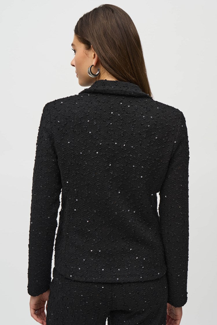 JOSEPH RIBKOFF SEQUIN BOUCLE' BLAZER W/CHAIN TRIM – The