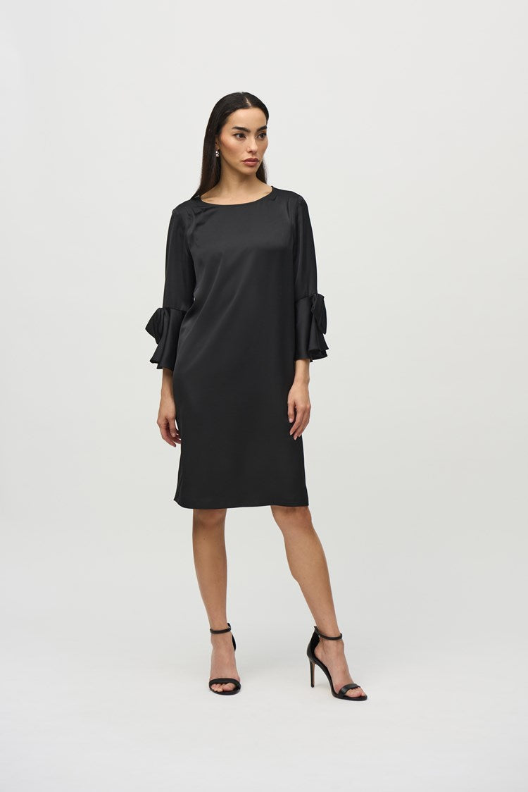 JOSEPH RIBKOFF SATIN RUFFLE SLEEVE STRAIGHT DRESS – The