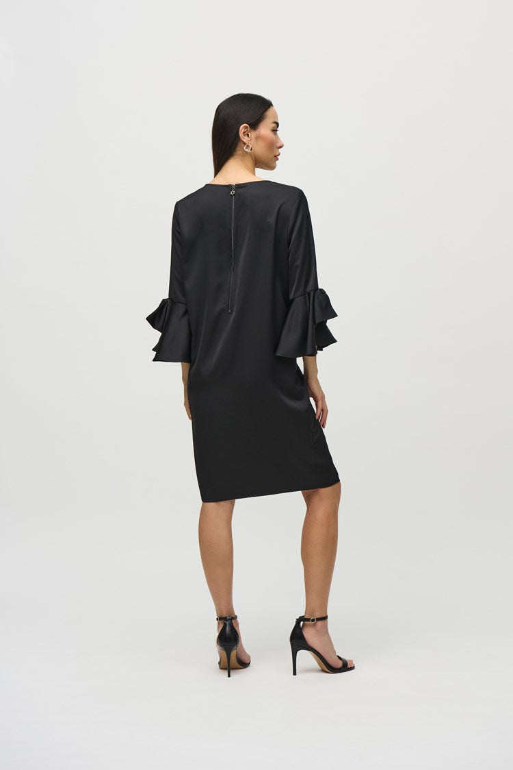 JOSEPH RIBKOFF SATIN RUFFLE SLEEVE STRAIGHT DRESS – The Apple Tree