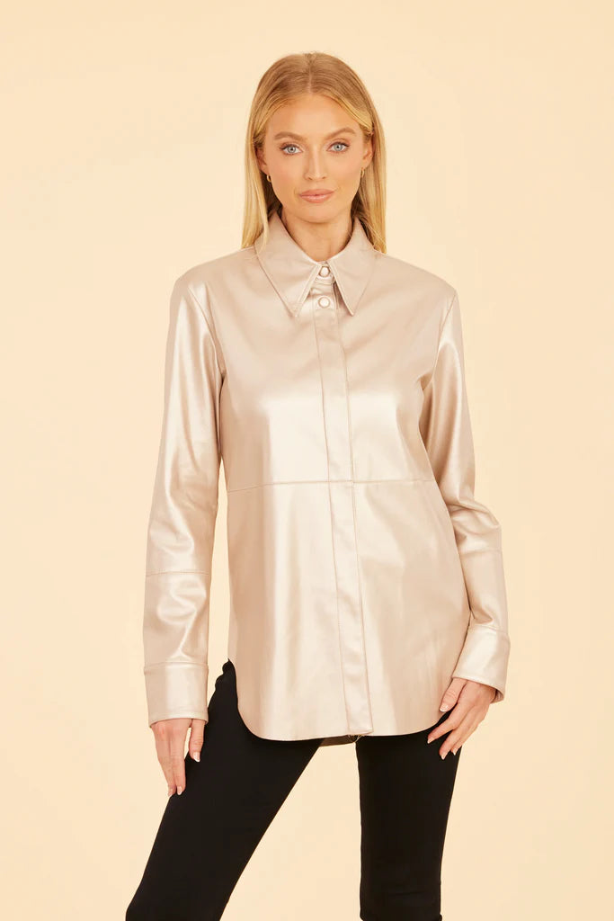 Dolce Cabo Vegan Leather Shirt Pale Gold / S