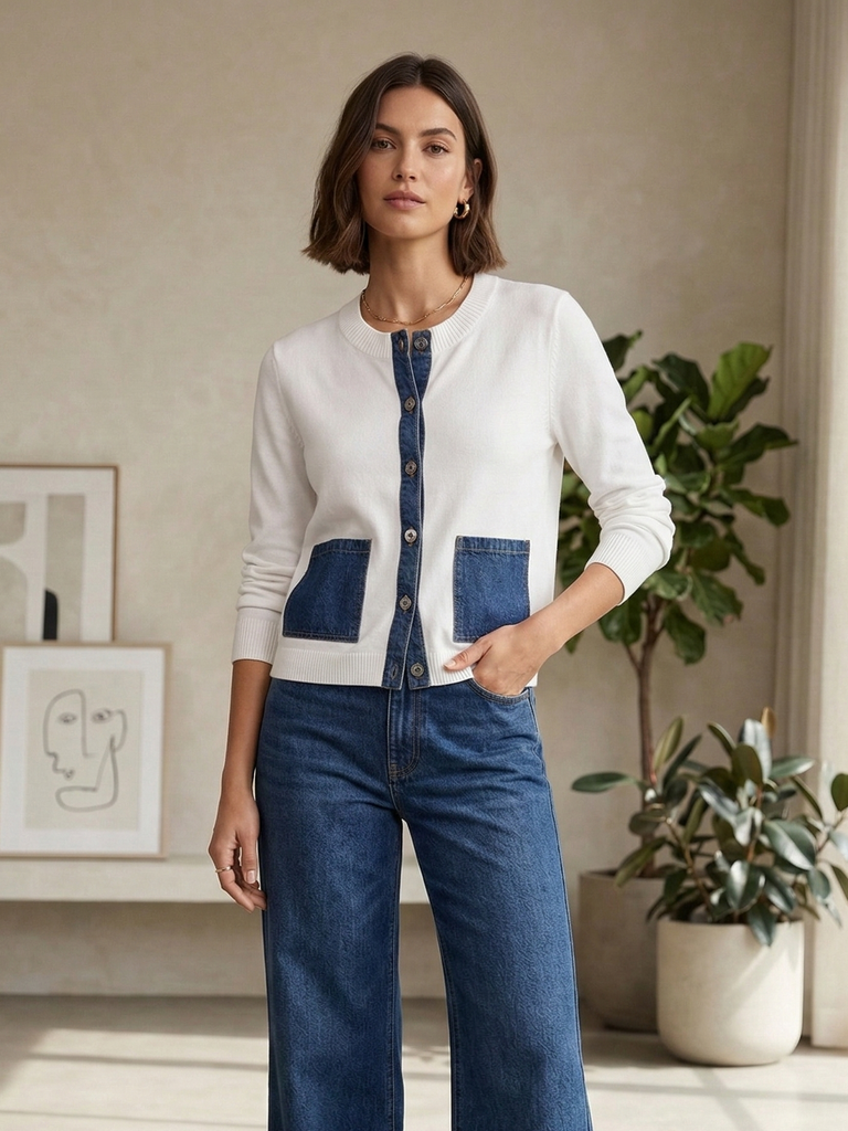J. SOCIETY DENIM TRIM CARDI – The Apple Tree