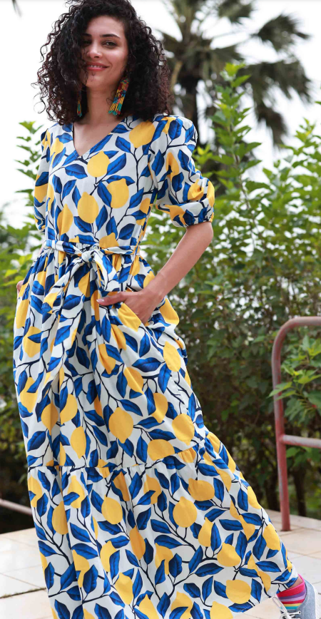 Women's lemon print dress top