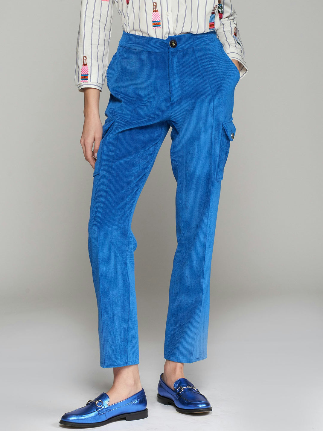 pluti Corduroy pants Blue flower 新品未使用 Urban Outfitters Pants Womens L Blue Corduroy Embroidered