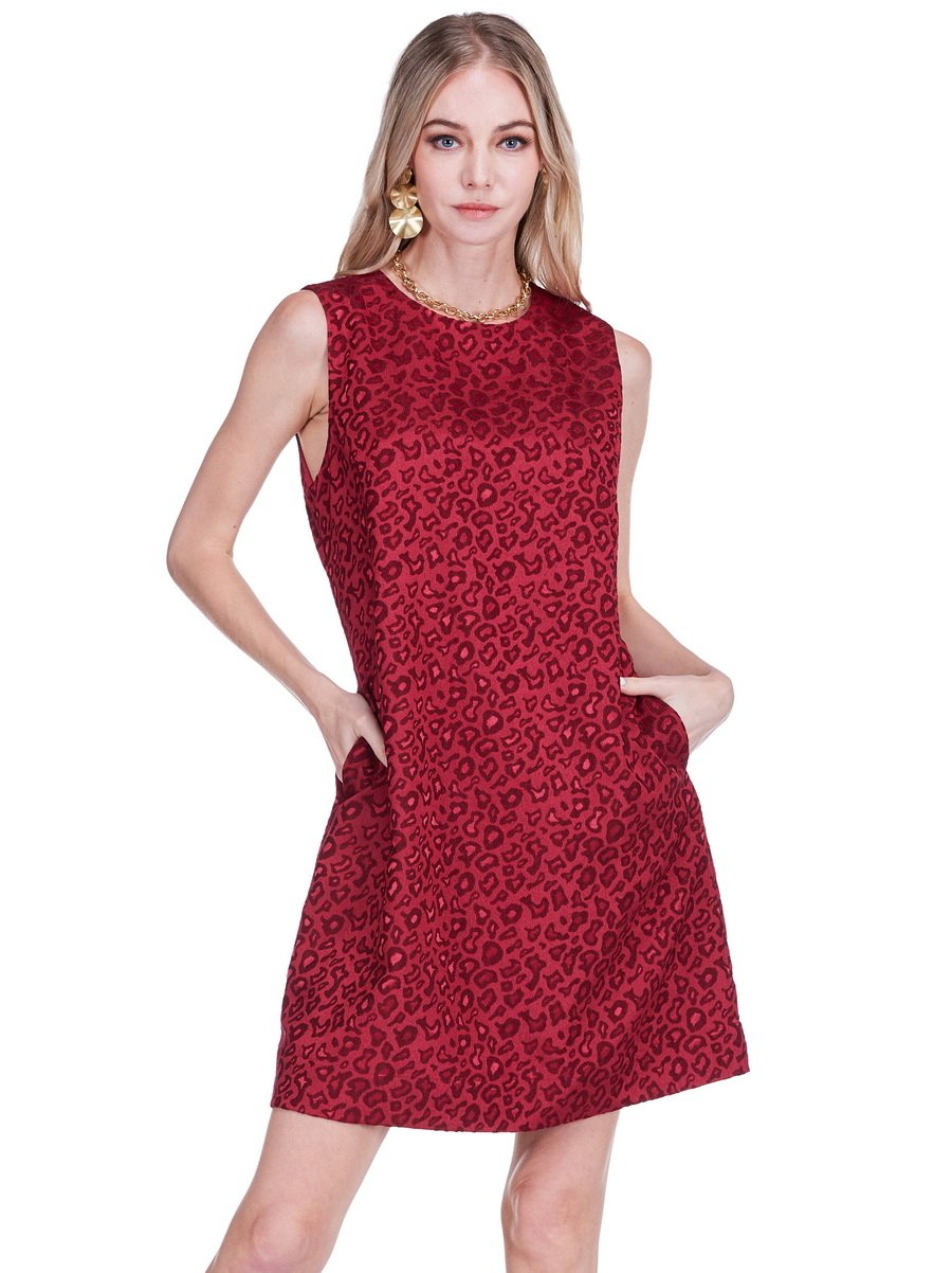 Jade Sleeveless Shift Dress Cheetah Broc / L