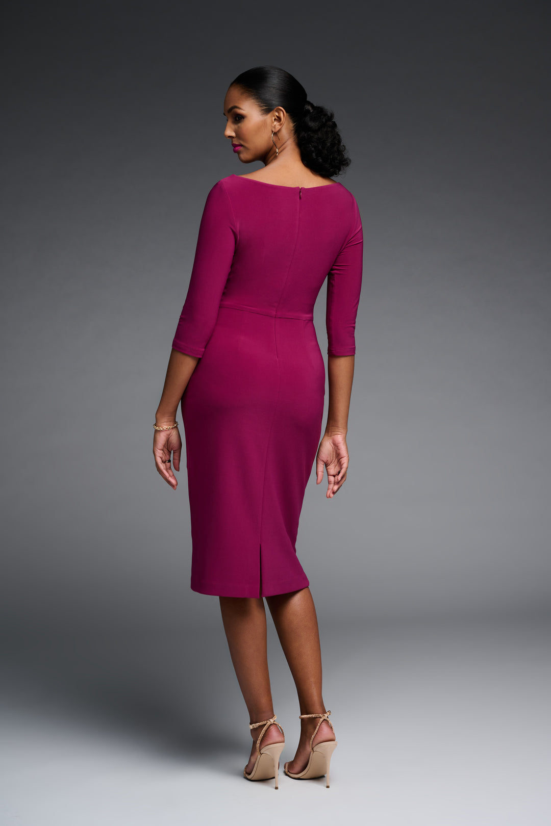 joseph ribkoff pleated dress Joseph Ribkoff Pleated Satin Midi Dress