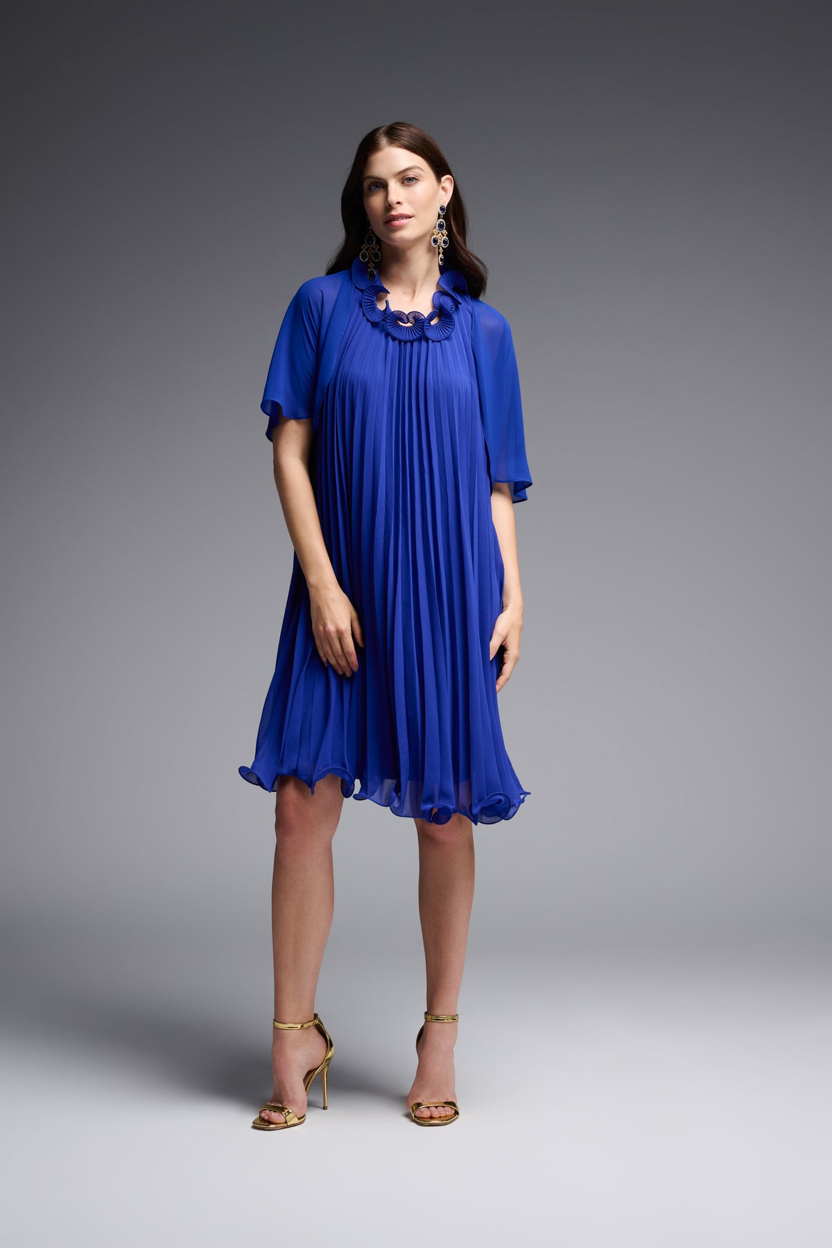 joseph ribkoff royal blue dress Joseph Ribkoff Royal Sapphire Sheath Dress with Cape Style 253724