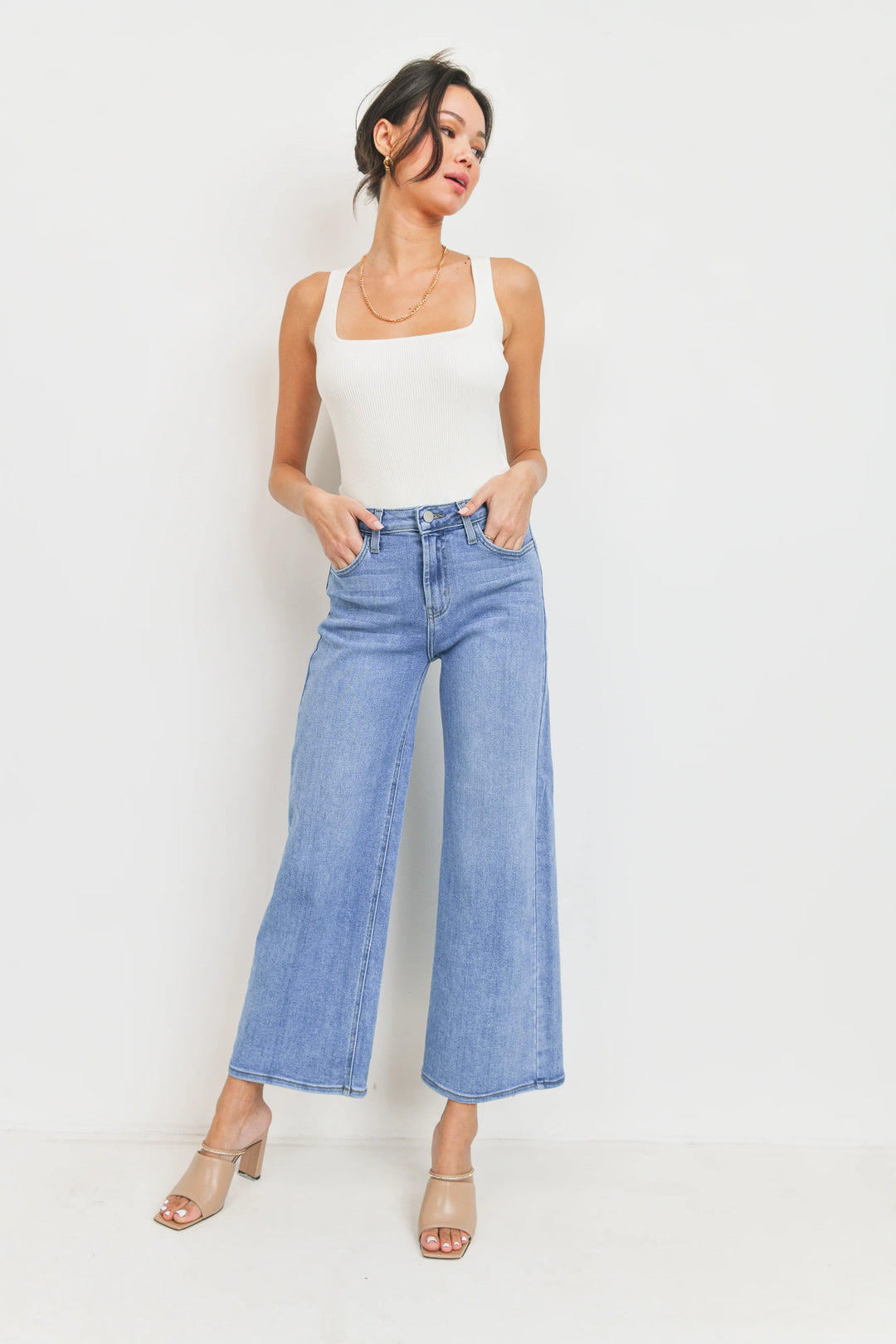 【Anyone more】Peeling Black Blue Washing Denim Wide Pants 1823 EPIK CHILL 23
